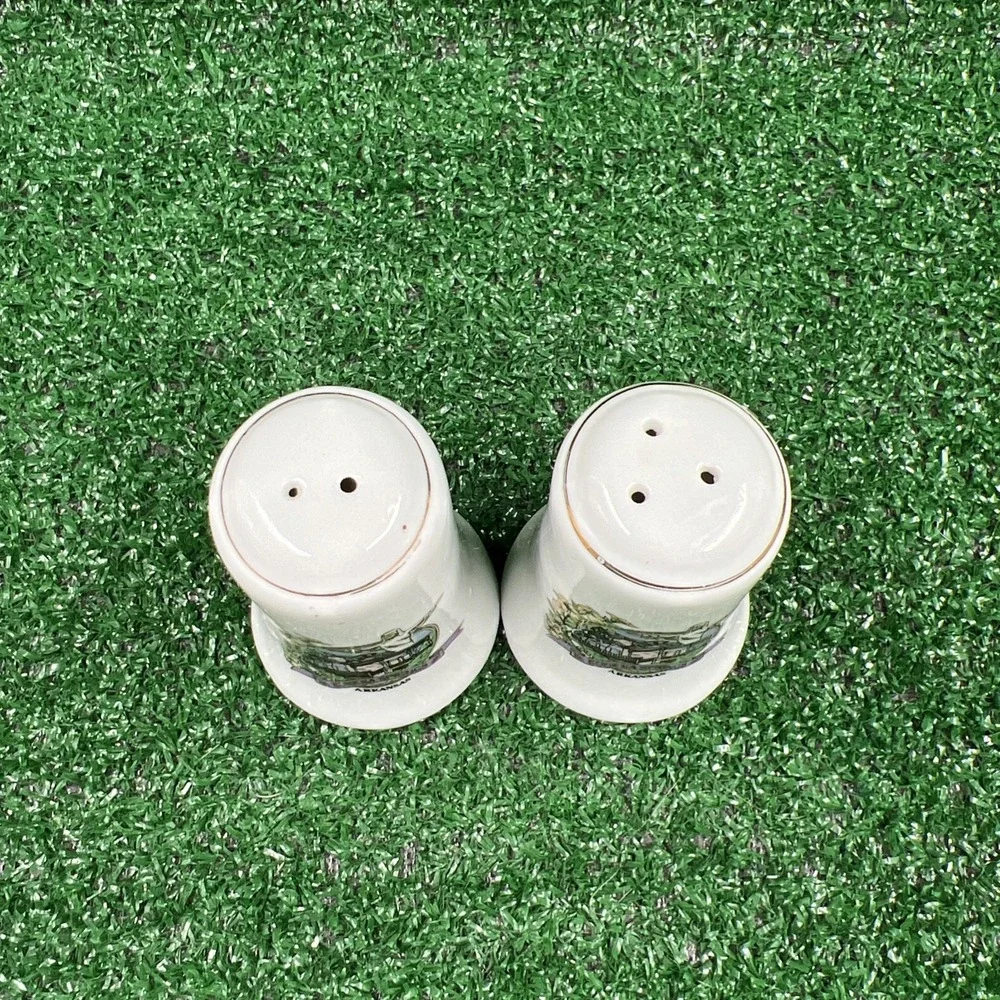 Vintage‎ Arkansas Ceramic Salt & Pepper Shakers White With Art
